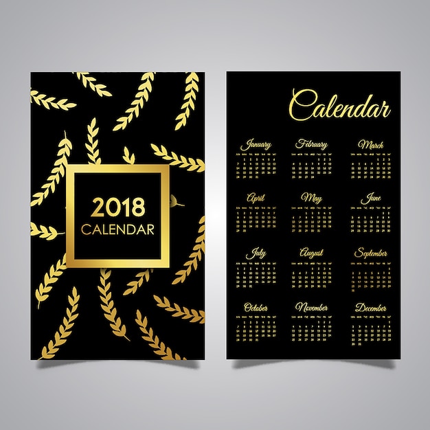 Conceptions de calendrier noir et or