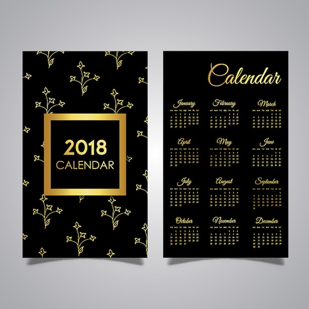 Conceptions De Calendrier Noir Et Or