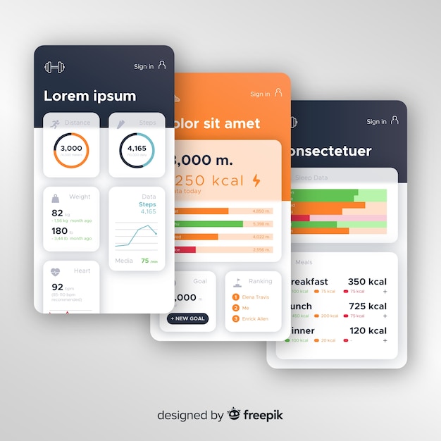 Vecteur gratuit concepts pour application mobile