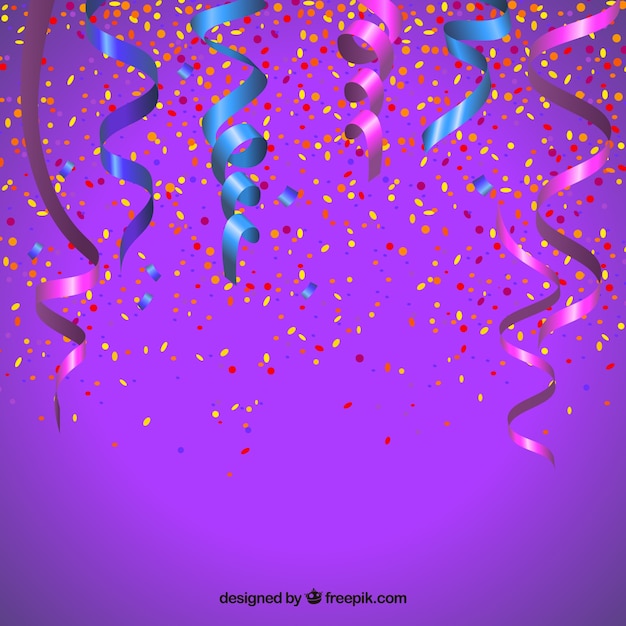 Confetti Parti sur fond violet