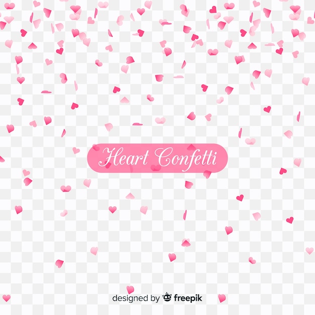 Vecteur gratuit confettis de coeur en arrière-plan transparent