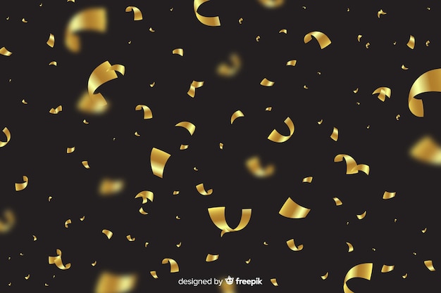 Confettis dorés tombant de fond réaliste