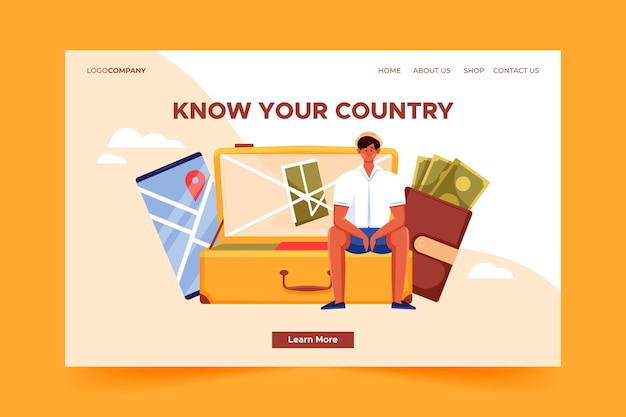 Vecteur gratuit connaissez la page de destination de votre pays
