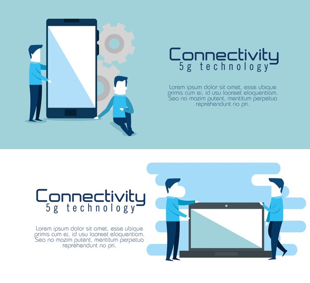 Connectivité 5g bannières technologiques