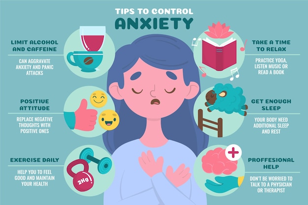 Vecteur gratuit conseils pour l'anxiété infographique