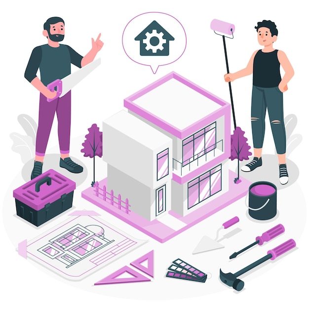 Vecteur gratuit construisez votre illustration de concept de maison