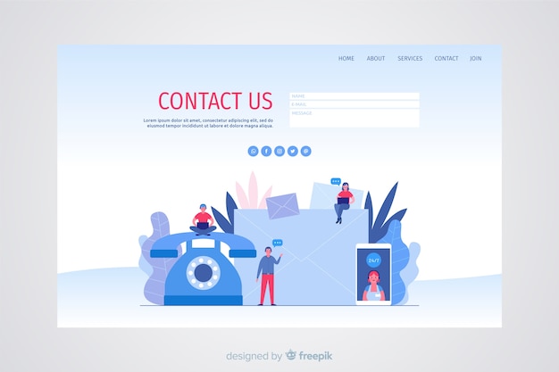 Vecteur gratuit contactez-nous concept pour landing page