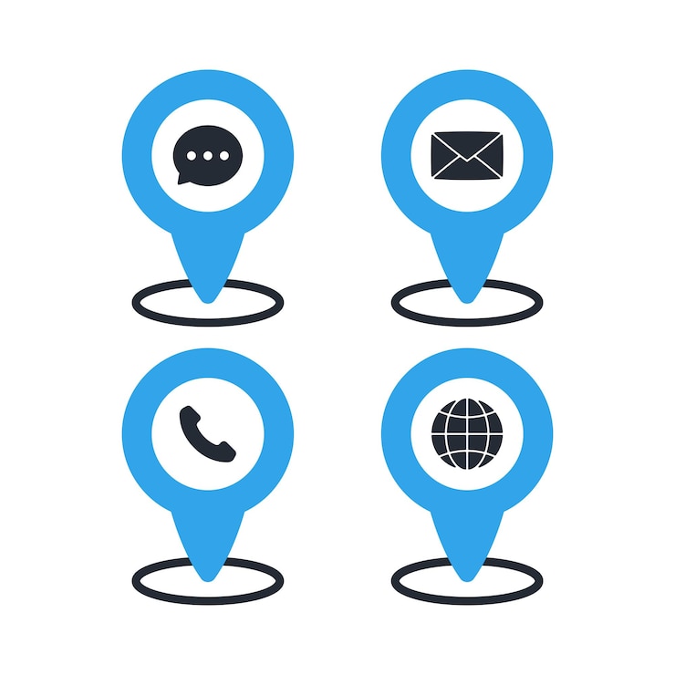 Vecteur gratuit contactez-nous les épingles de localisation sont définies