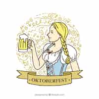 Vecteur gratuit conte de fille avec une robe classique et une bière