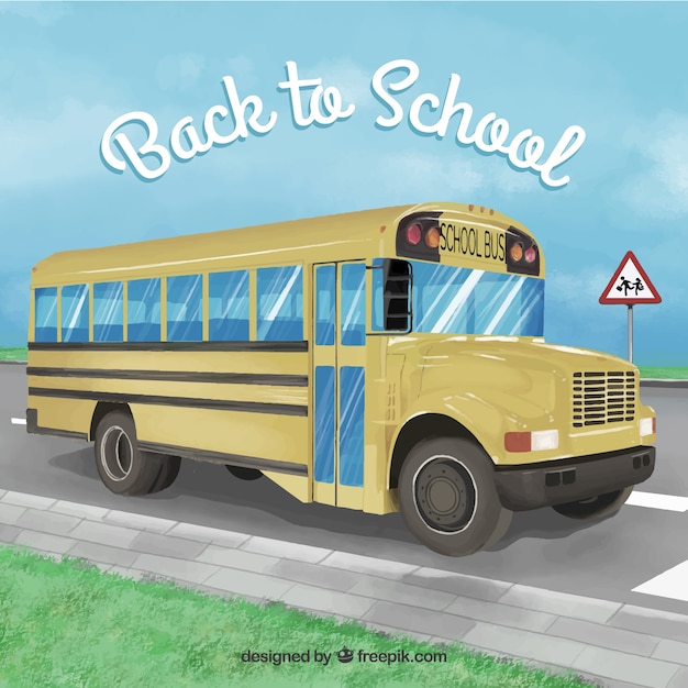 Vecteur gratuit contexte d'autobus scolaire réaliste