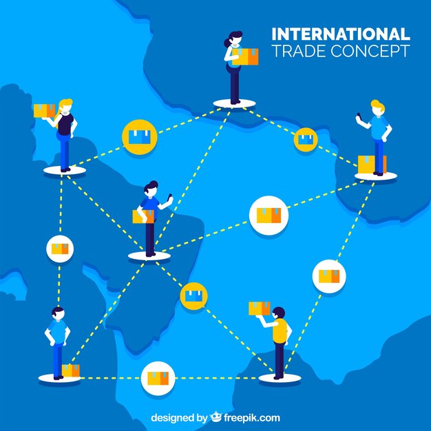 Contexte de commerce international avec carte