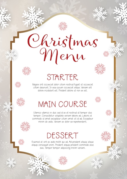 Contexte de conception de menu de Noël