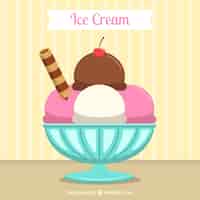 Vecteur gratuit contexte avec délicieux dessert aux glaces