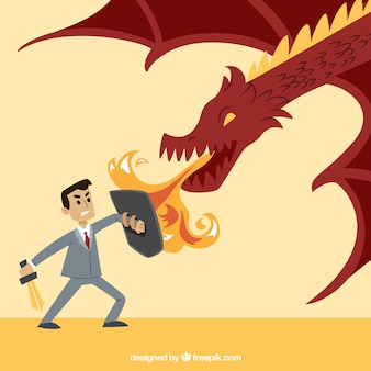 Contexte du personnage d'affaires se battre avec le dragon