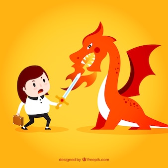 Contexte du personnage d'affaires se battre avec le dragon