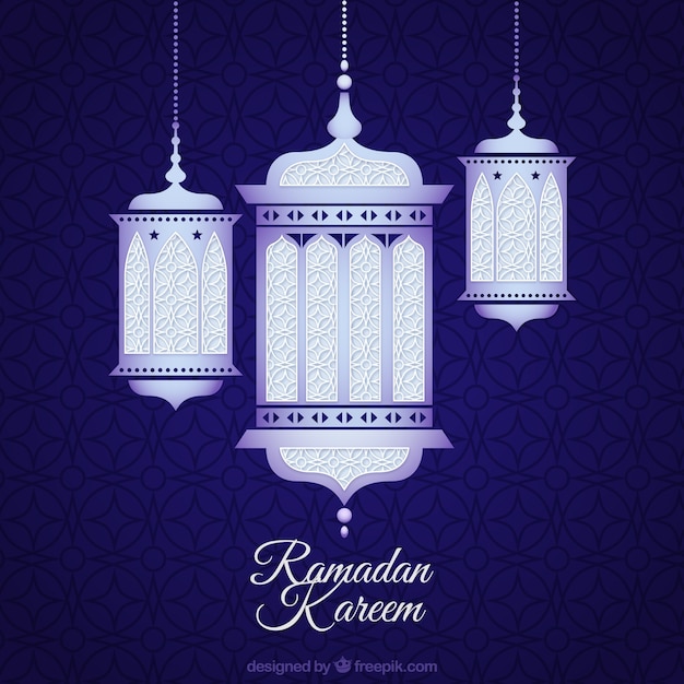 Vecteur gratuit contexte du ramadan avec des lampes arabes