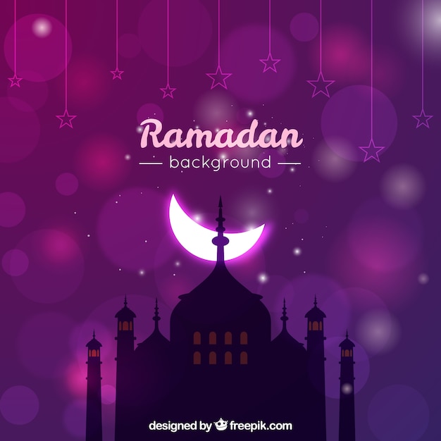 Vecteur gratuit contexte du ramadan avec une lune brillante