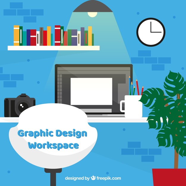Contexte de l&#39;espace de travail graphique avec bureau et outils