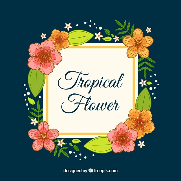 Contexte de fleurs exotiques dessinées à la main