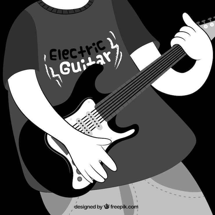 Vecteur gratuit contexte de garçon jouant de la guitare électrique