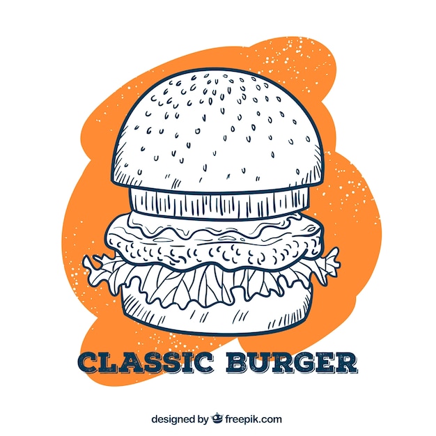 Vecteur gratuit contexte avec hamburger classique et tache d'orange