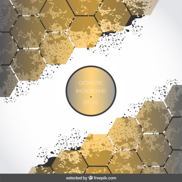 Vecteur gratuit contexte avec des hexagones et les taches d'or