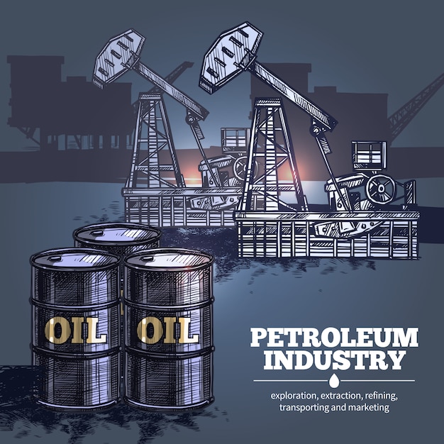 Vecteur gratuit contexte de l'industrie pétrolière