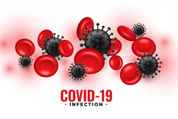 Contexte d'infection Covid-19 avec des plaquettes sanguines et des cellules virales