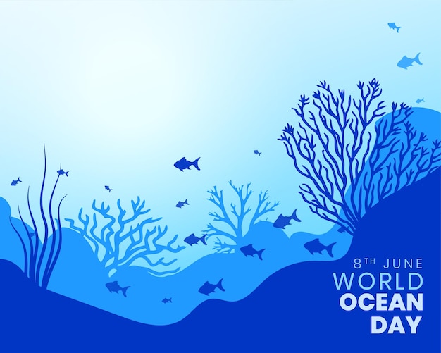 Vecteur gratuit contexte de la journée internationale de l'océan avec un message social pour sauver la vie marine