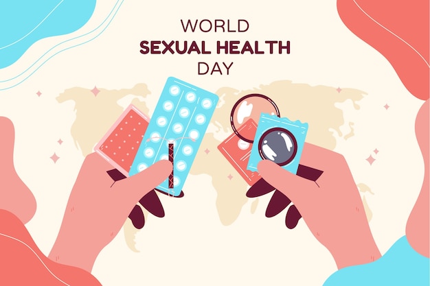 Vecteur gratuit contexte de la journée mondiale de la santé sexuelle dessinés à la main