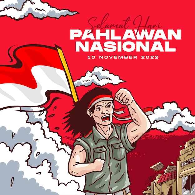 Vecteur gratuit contexte des journées des héros nationaux ou indonésiens de hari pahlawan