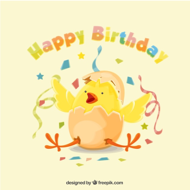 Contexte De Joyeux Anniversaire Avec Poussins Et Confettis Vecteur Gratuite