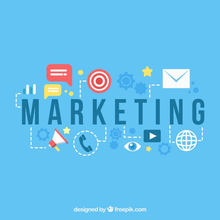 Vecteur gratuit contexte de marketing dans le style plat