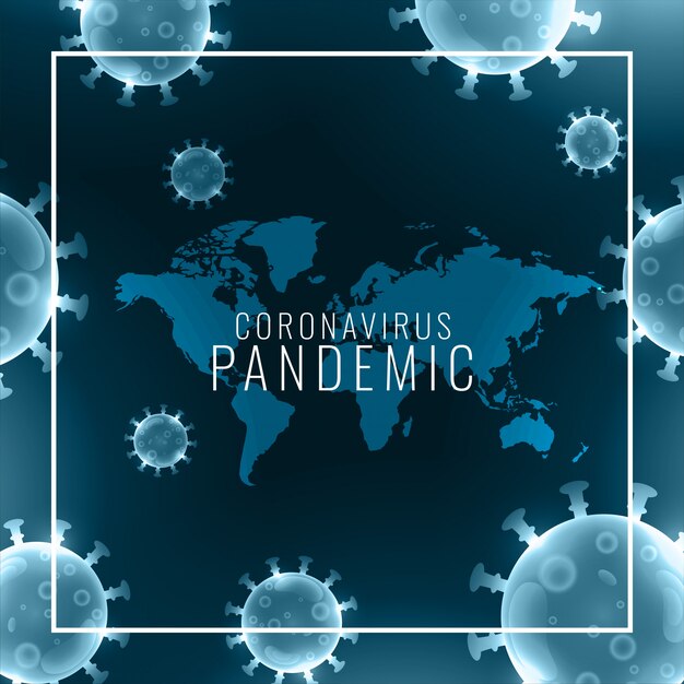 Contexte mondial de pandémie de coronavirus avec cadre de cellules virales