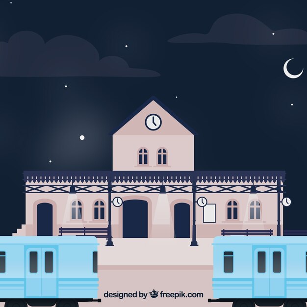 Contexte de nuit avec gare