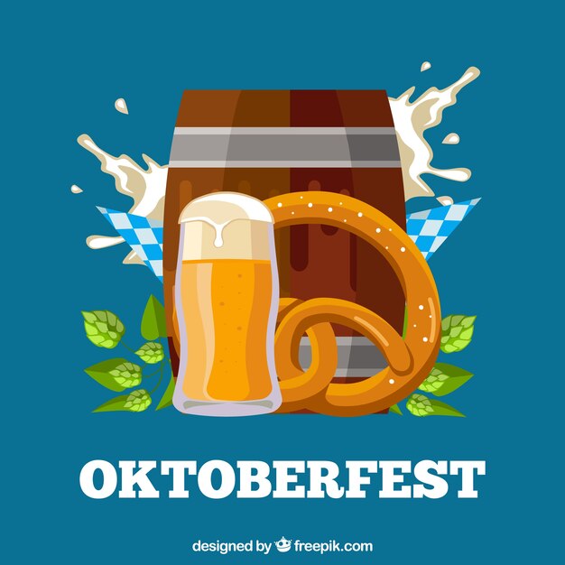 Contexte Oktoberfest avec baril et autres éléments typiques