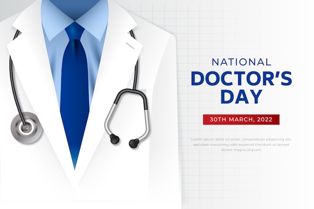 Contexte réaliste de la journée nationale du médecin avec médecin et stéthoscope