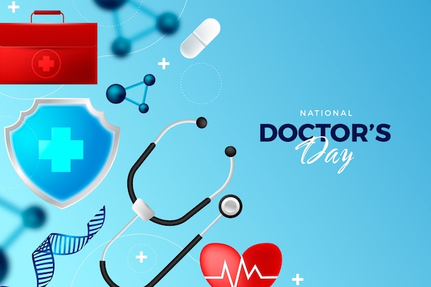 Vecteur gratuit contexte réaliste de la journée nationale du médecin avec stéthoscope et équipement médical