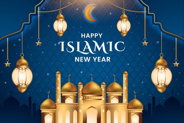 Vecteur gratuit contexte réaliste pour la célébration du nouvel an islamique