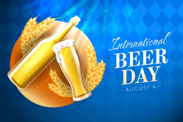 Vecteur gratuit contexte réaliste pour la célébration de la journée internationale de la bière