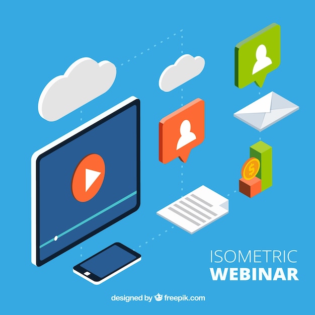 Contexte de webinaire en style isométrique