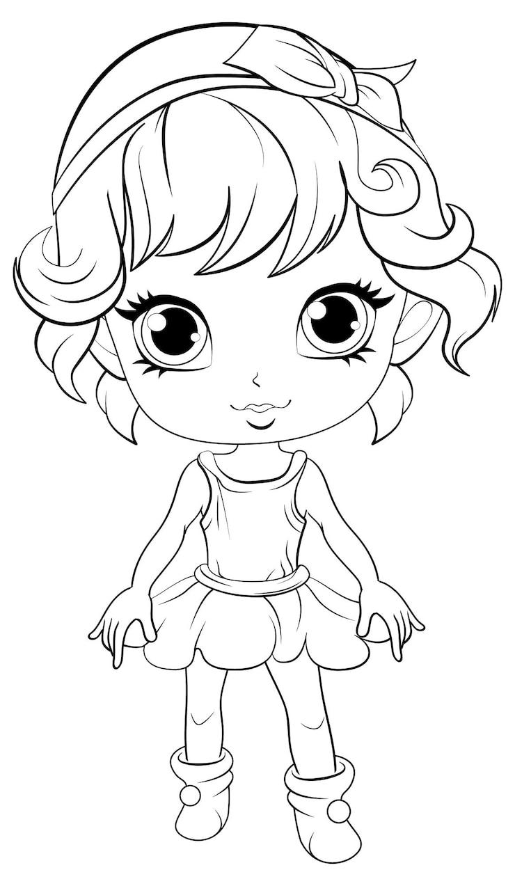 Vecteur gratuit contour d'ange mignon pour la coloration créative