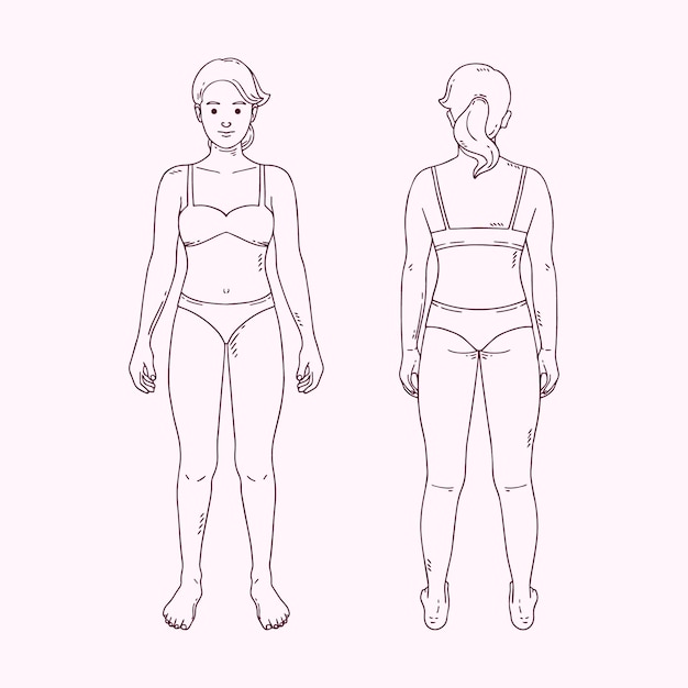 Contour De Corps De Fille Dessiné à La Main