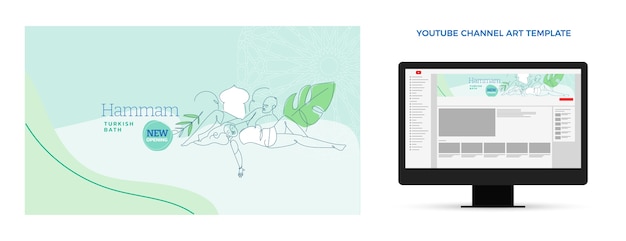 Vecteur gratuit contour dessiné à la main art de la chaîne youtube hammam
