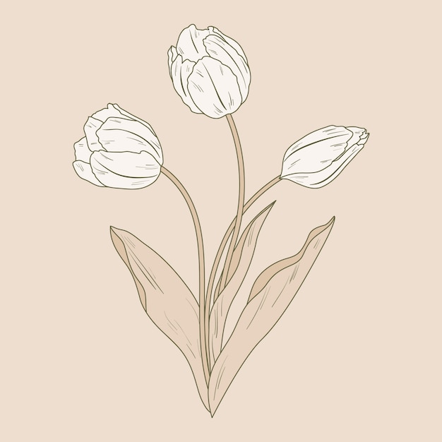 Contour de fleur simple design plat dessiné à la main