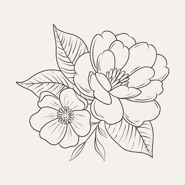 Contour de fleur simple design plat dessiné à la main