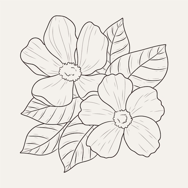 Vecteur gratuit contour de fleur simple design plat dessiné à la main