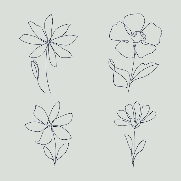 Vecteur gratuit contour de fleur simple design plat