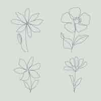 Vecteur gratuit contour de fleur simple design plat