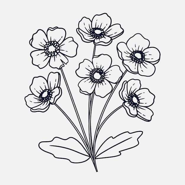 Vecteur gratuit contour de fleur simple dessiné à la main